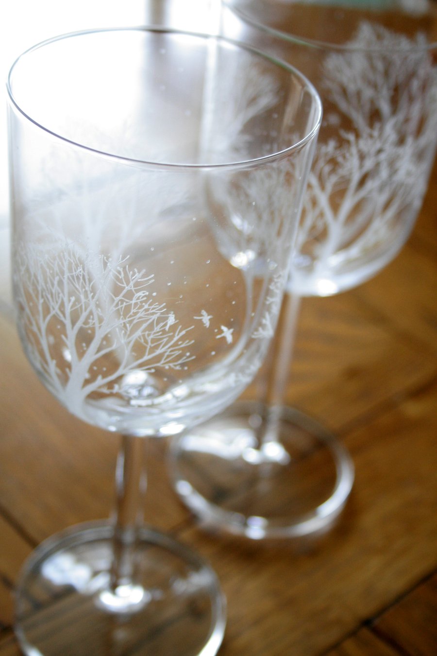Winter Wine Glasses - Hand Engraved - Bohemia Crystal