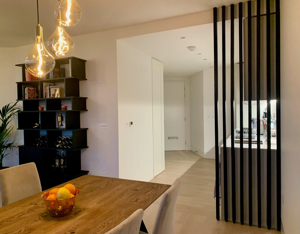 Painted Wooden Wall Partition Room Divider Floor To Ceiling Wooden Slats THE BAN