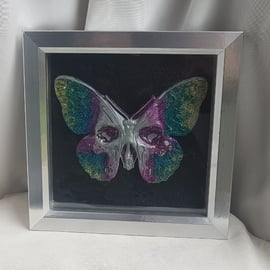 Gorgeous Skull Butterfly Resin Art Box Frame 