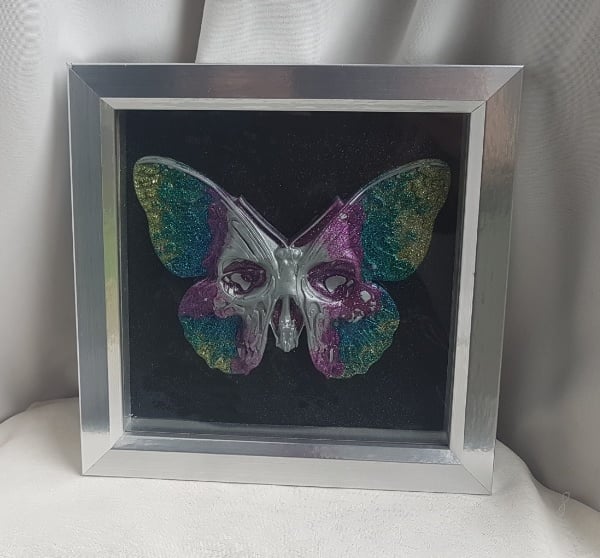 Gorgeous Skull Butterfly Resin Art Box Frame 
