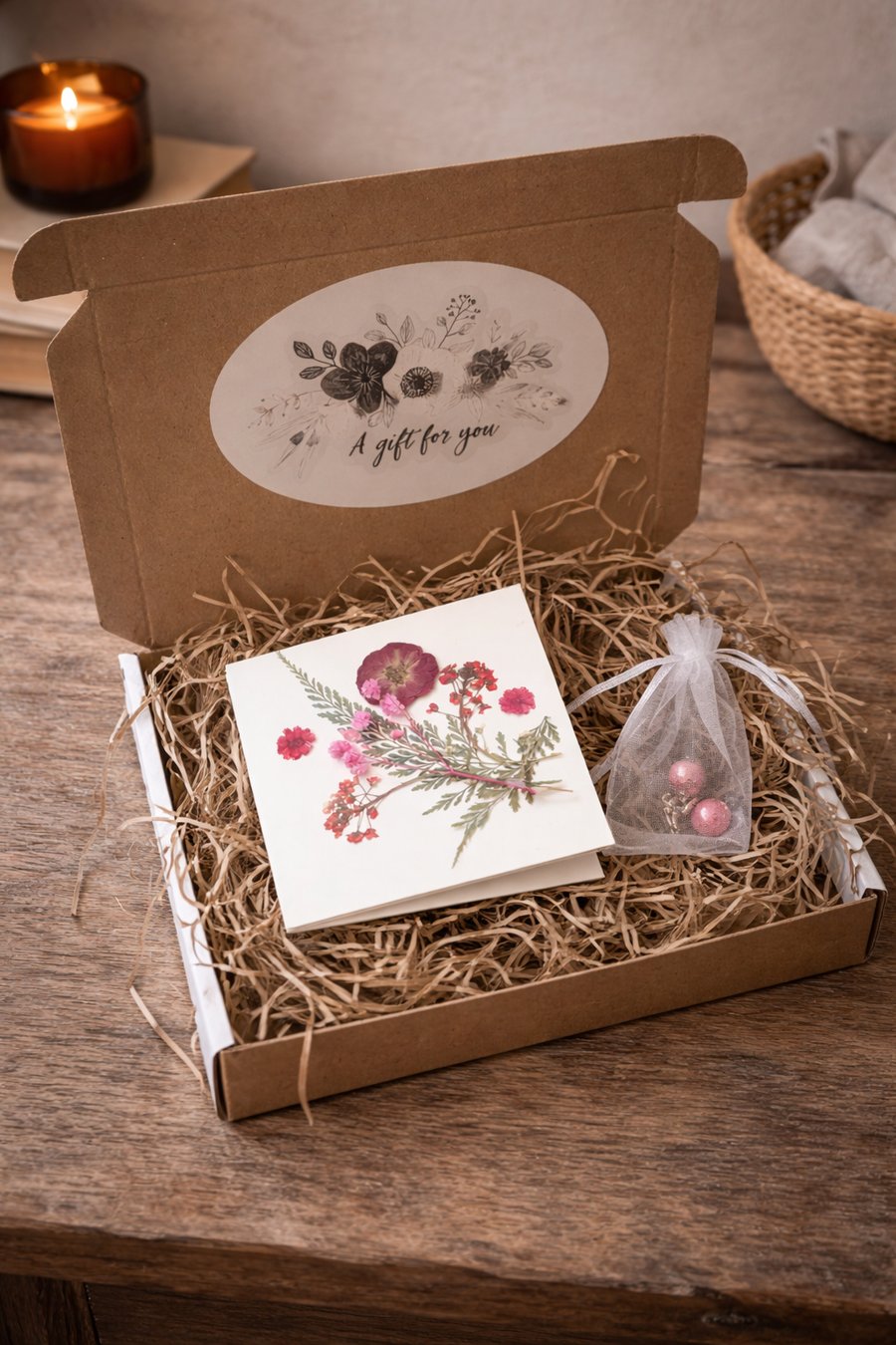 Valentine  eco gift set with dried flowers