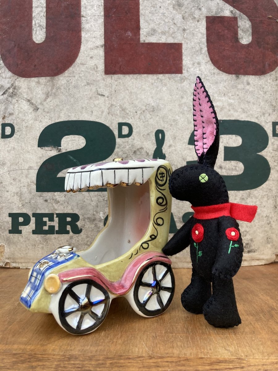 Black Bunny The Little Hand Embroidered Felt Rabbit 