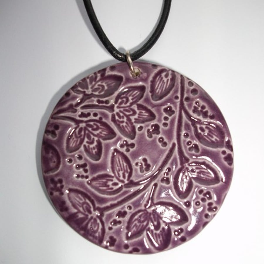 *SALE 50% OFF* Purple leaf ceramic pendant