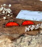Red Ceramic Earrings; Foraged Bristol Clay, Hypoallergenic Steel Hooks, Earthenw - Image 2