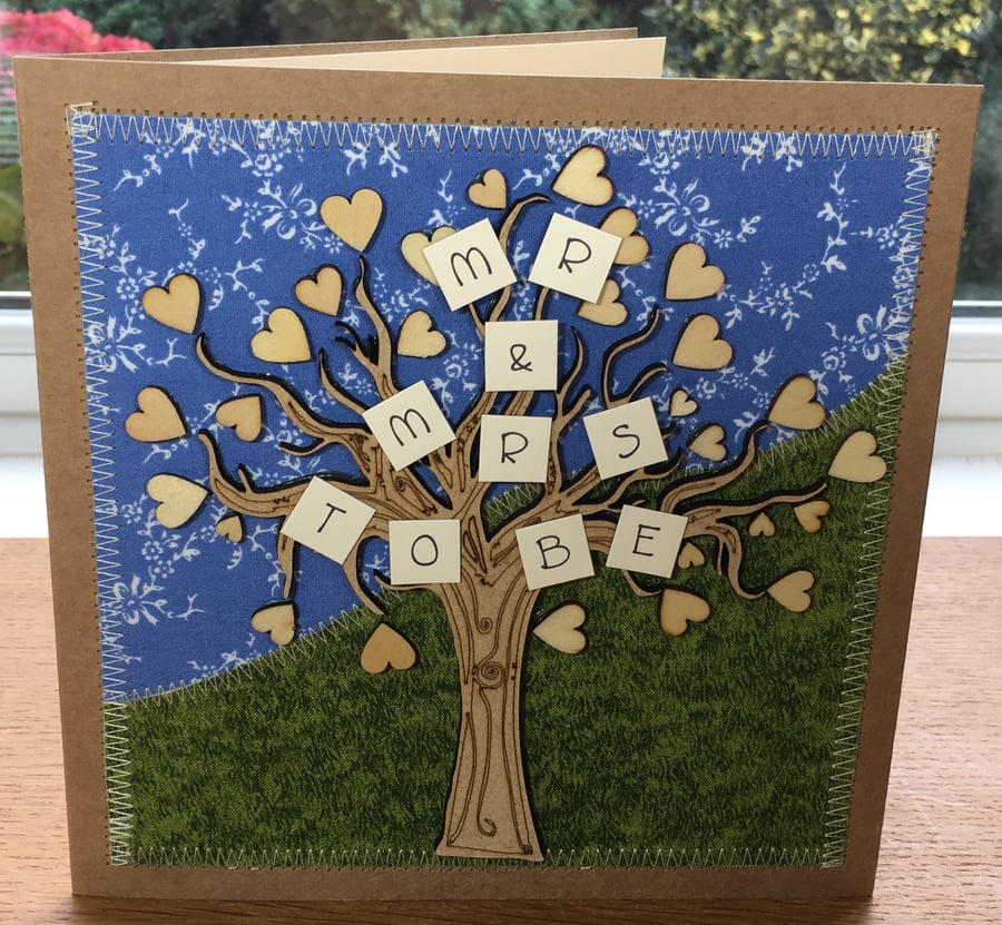 Mr and Mrs To Be Fabric Engagement Greetings Card