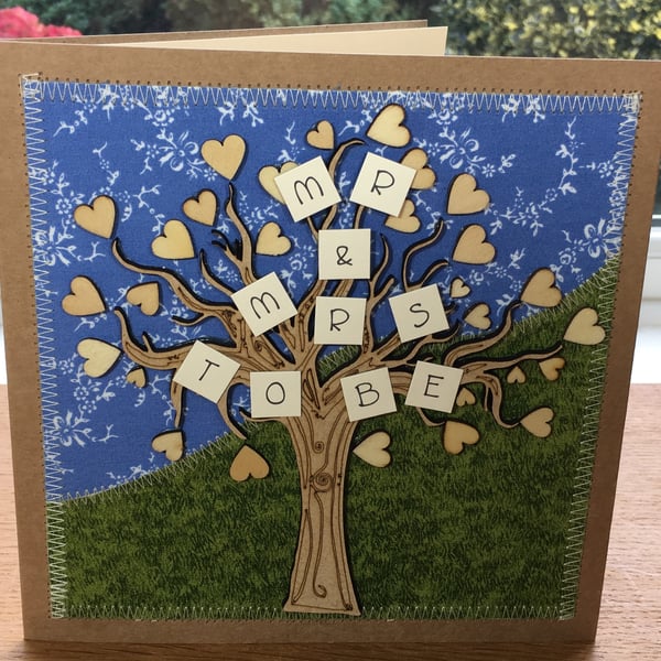 Mr and Mrs To Be Fabric Engagement Greetings Card