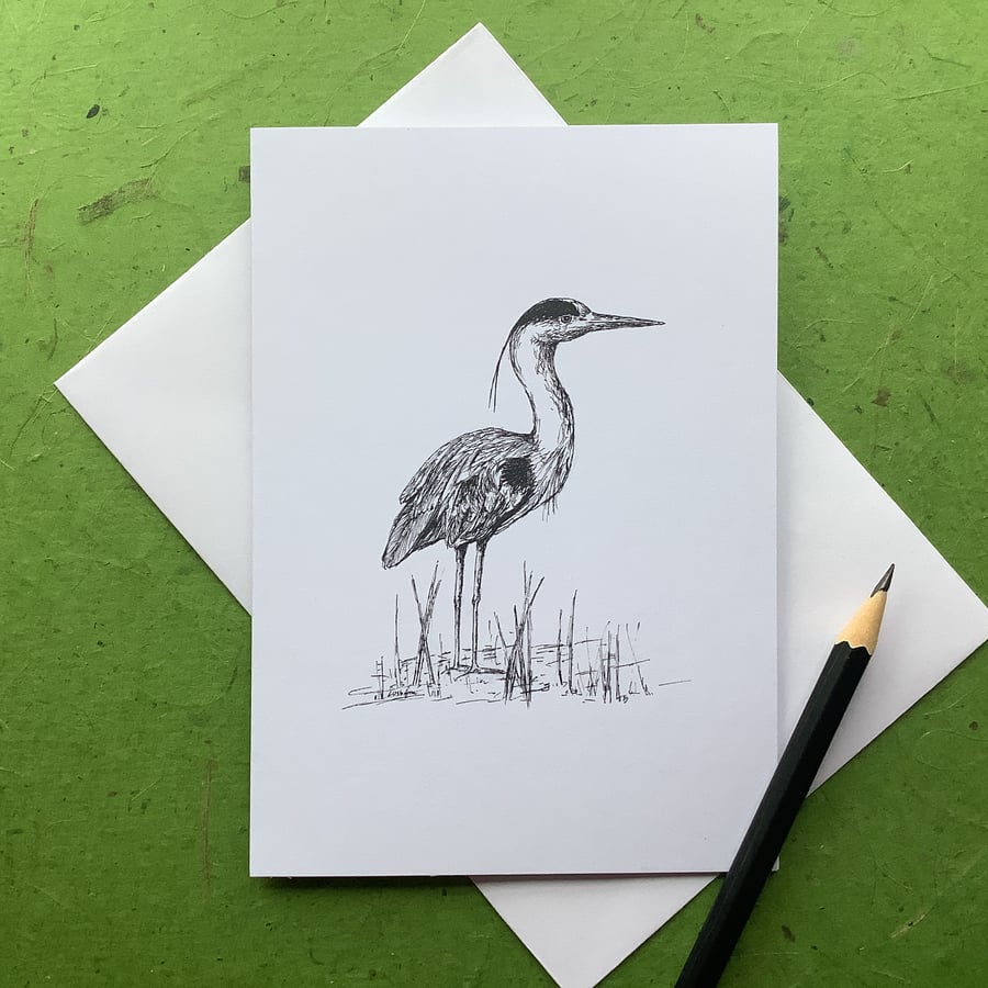 Card - blank inside for own message - heron
