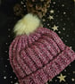 Bobble Beanie Deep Pink Speckled  - Image 1