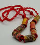 Cocoa Spice Paper Bead Red Cord Necklace  - Image 7