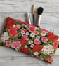 Pink & Green Floral Zip Top Storage Bag, Make Up Bag, Pencil Case - Image 3