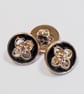 Gold and black faux metal flower shank buttons 15mm approximately. Pack of 10 - Image 3