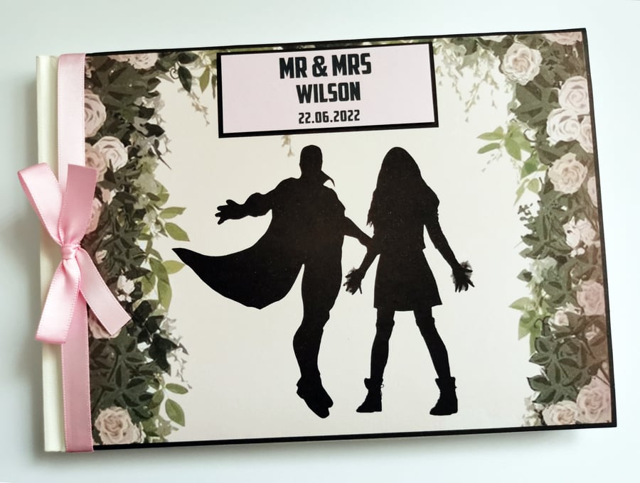 Wanda and Vision wedding guest book, superheroes wedding guest book