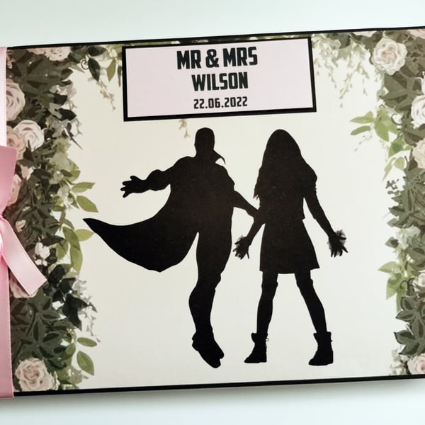 Wanda and Vision wedding guest book, superheroes wedding guest book