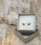 Textured Leaf Stud Earrings Sterling Silver 925  - Image 6