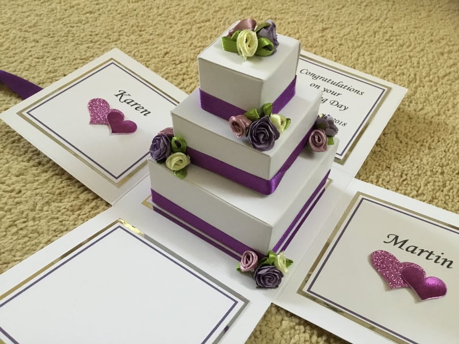 3D personalised wedding cake card