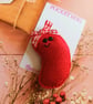 Hand sewn 'jelly bean' pocket hug and pocket hug card,letterbox gift (red)