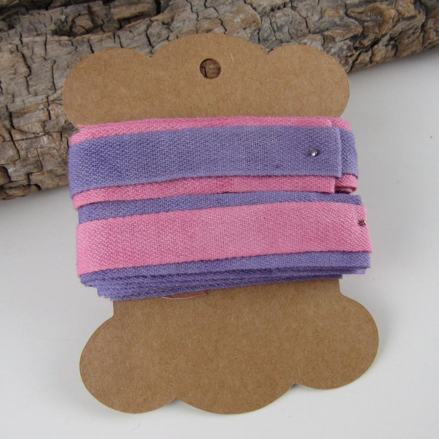 Cochineal Alkanet Natural Dye Pink Purple Cotton Ribbon Tape