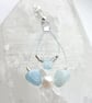 Natural Aquamarine Sterling Silver Earring With Shell Pearl, Pale Blue Gemstone - Image 5