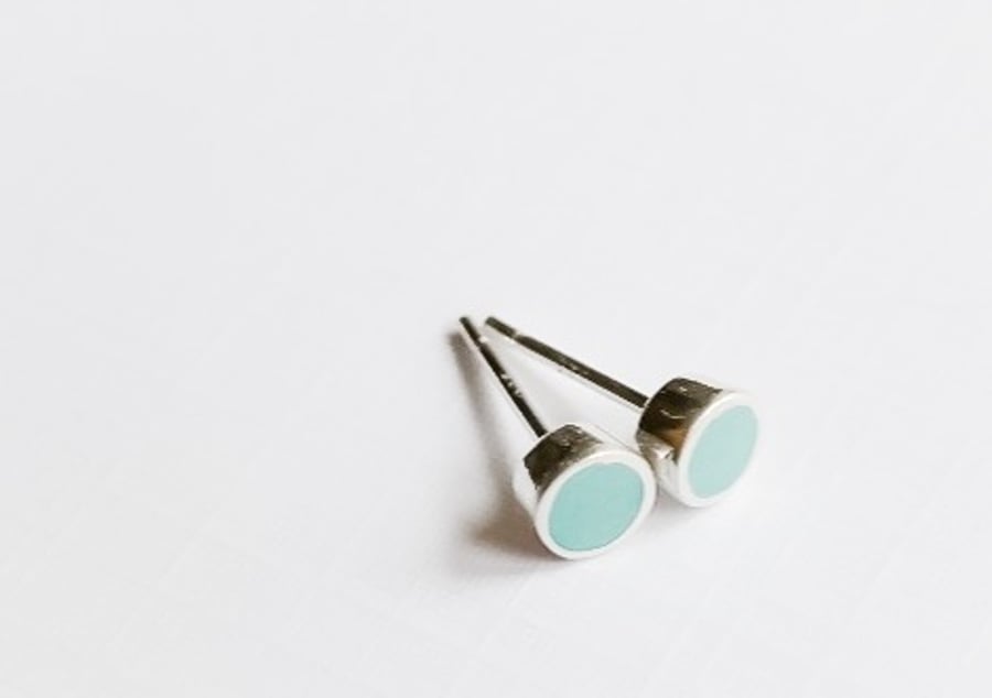 Small Colour Dot Stud Earrings Turquoise, Minimalist, Everyday Jewellery