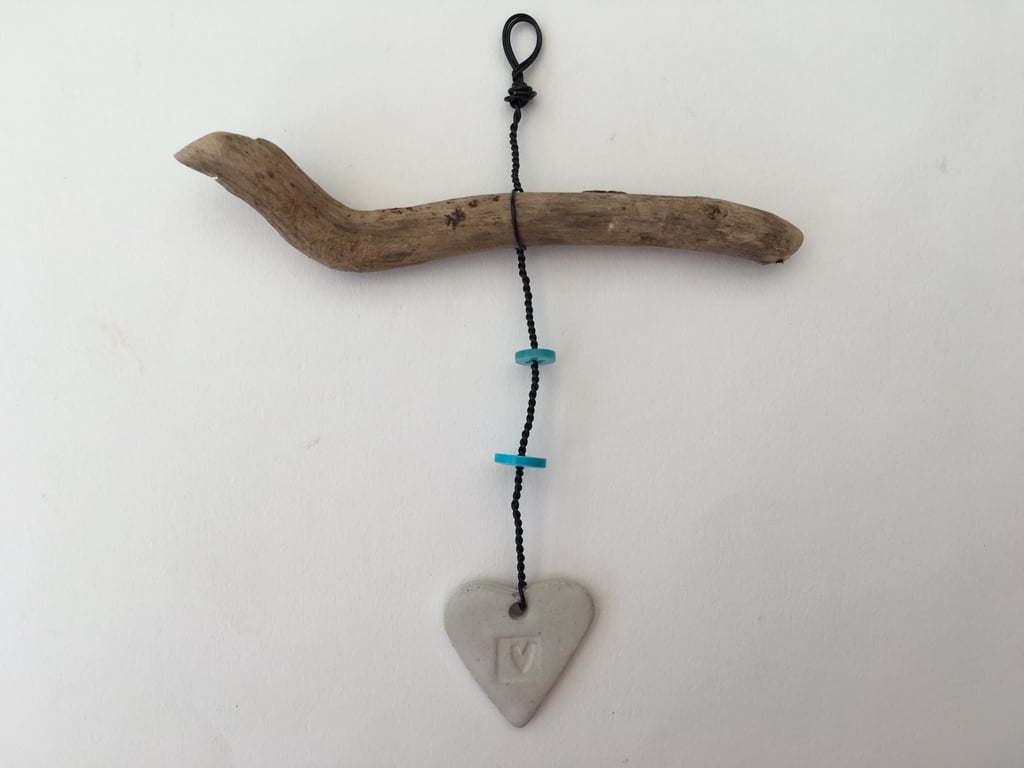 Cute Driftwood, Loveheart hanger, pottery, gift idea, birthday, home decor