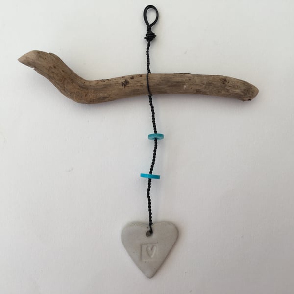 Cute Driftwood, Loveheart hanger, pottery, gift idea, birthday, home decor