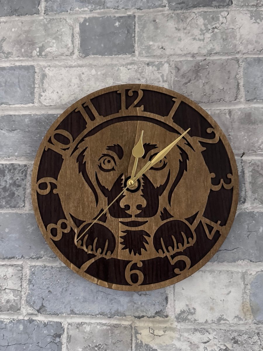 Wooden Dog Wall Clock – 250mm Dog Lover Gift