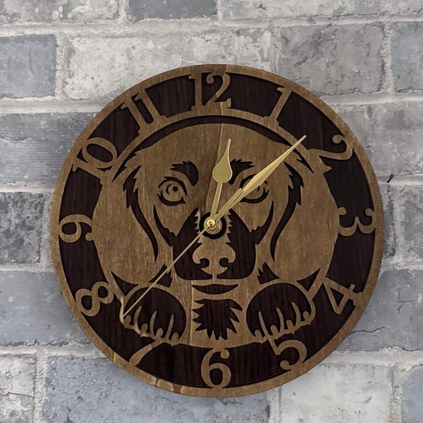 Wooden Dog Wall Clock – 250mm Dog Lover Gift
