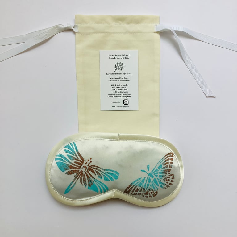 White Butterfly Duchess Satin lavender infused eye mask
