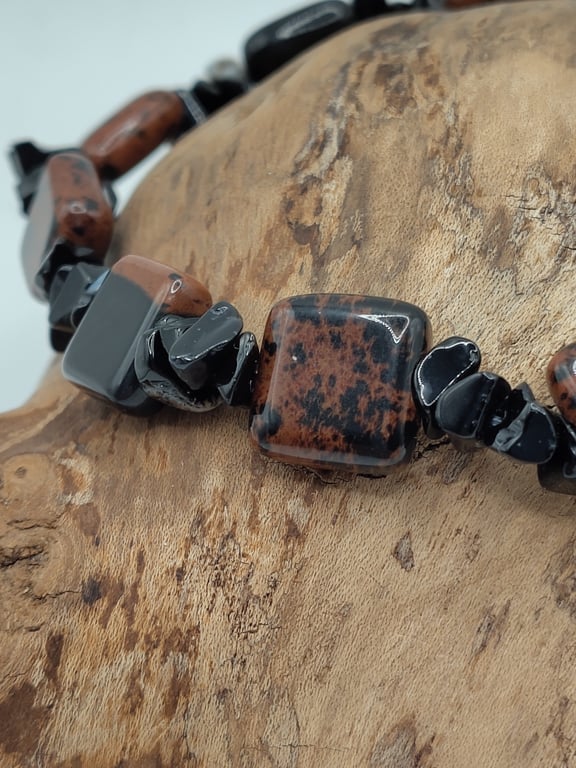 Nesting v3. Mahogany Obsidian and Sardonyxy Stone Bracelet by BDS.