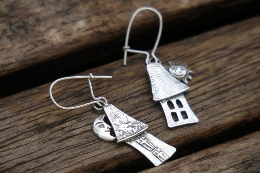 Silver House Earrings, Dangle Earrings, House Jewellery, New House Gift