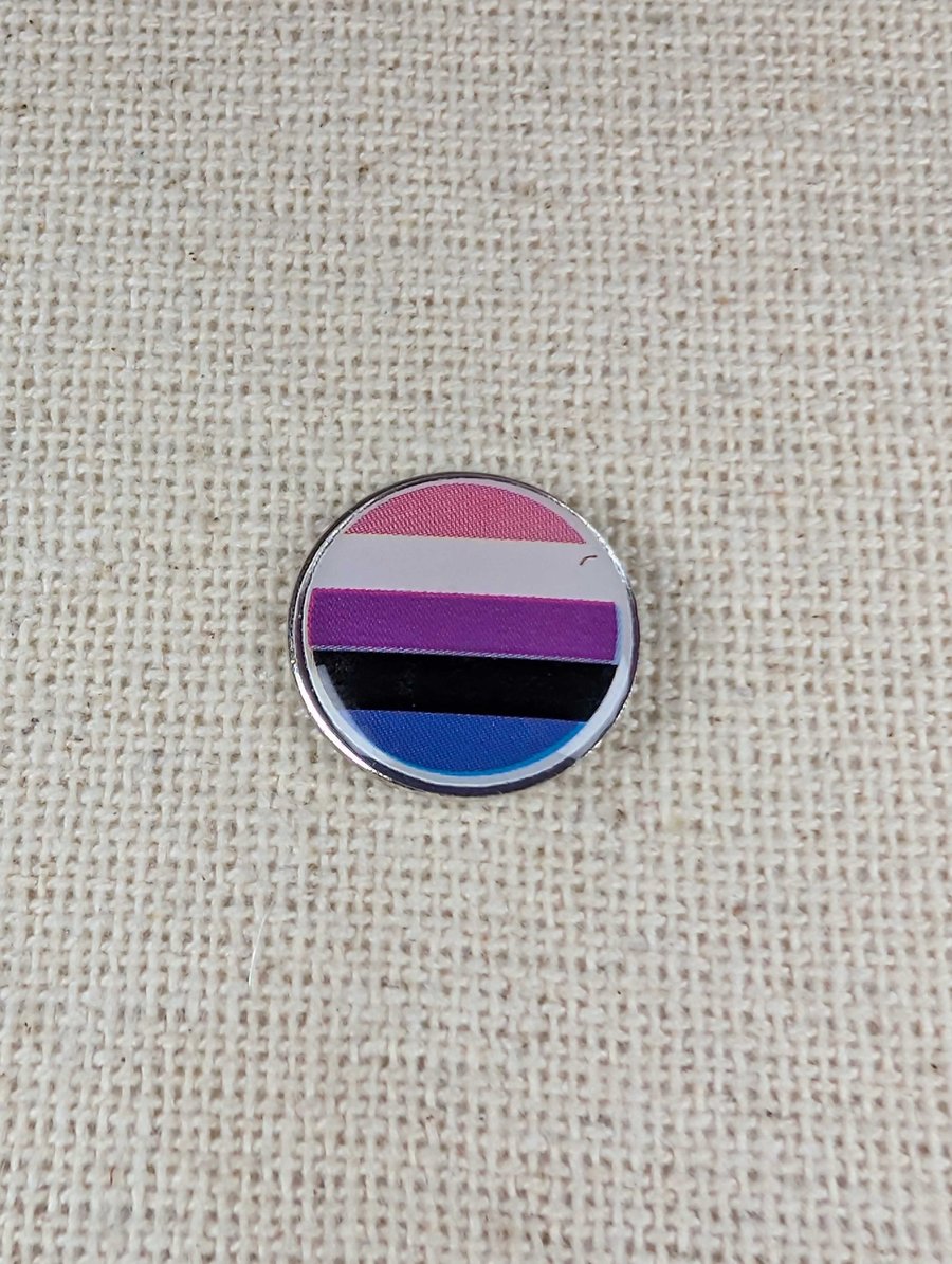 Gender Fluid Flag Pin - Pride themed Badge - Large Resin Topped Pin Badge