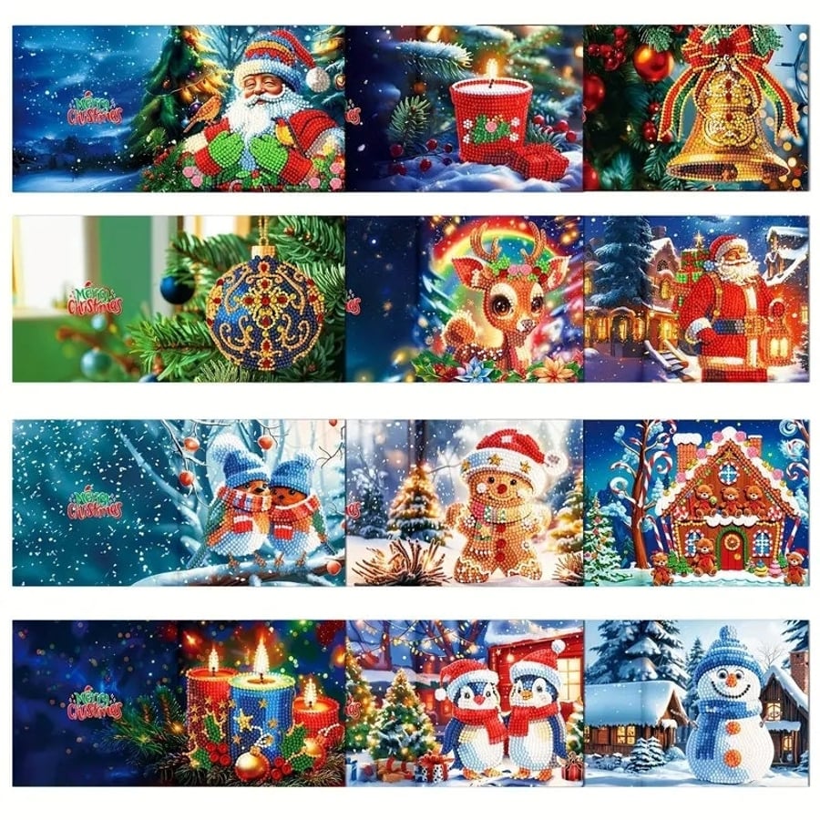 12pcs 5D DIY Diamond Painting Kit Christmas Card Kits For Adults - Diamond Paint