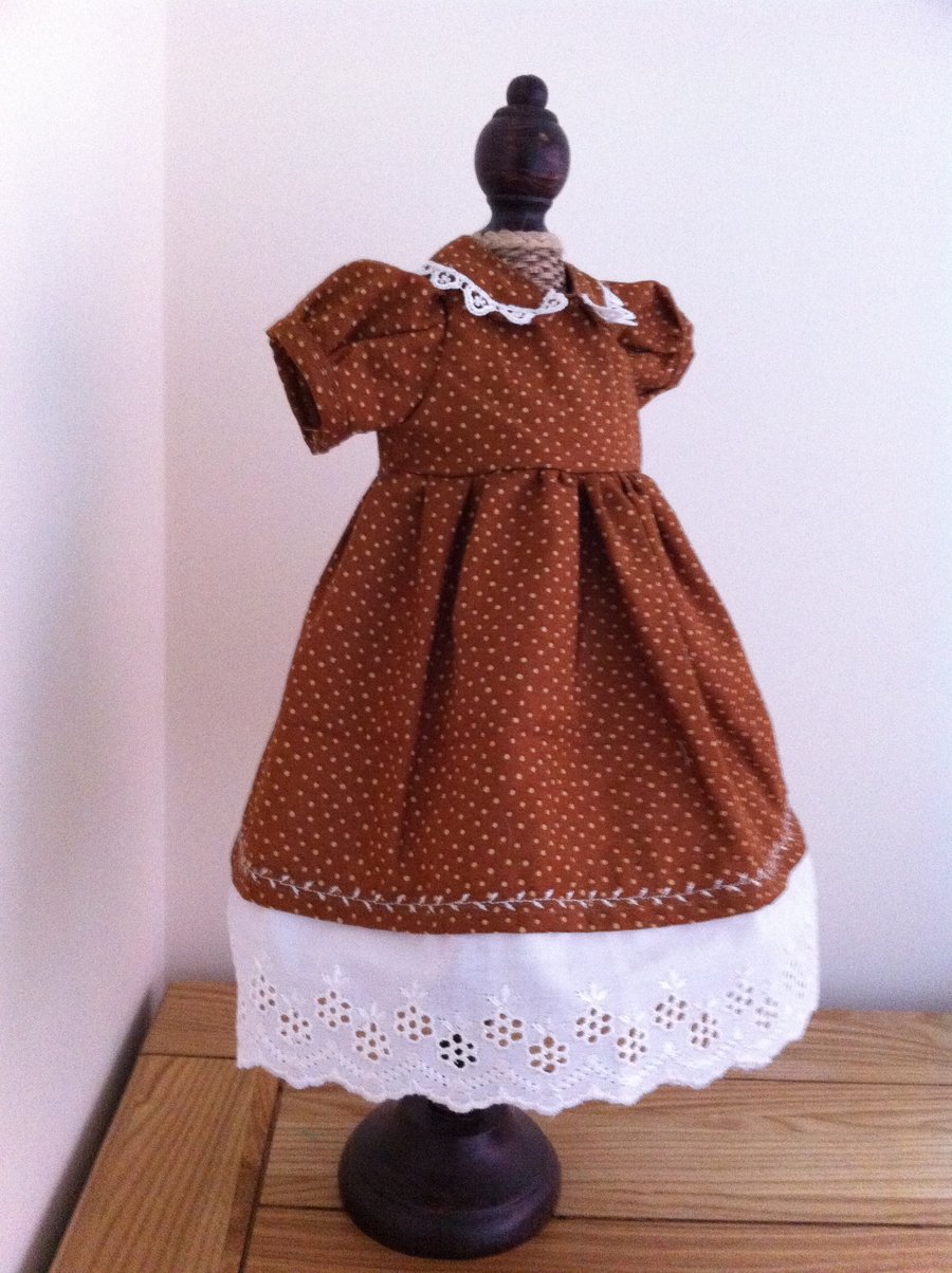 Reserved for Emma Caramel Spot Dress for 42cm doll