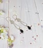 Wire Wrapped Black Agate and Silver Filled Long Drop Earrings - Image 4