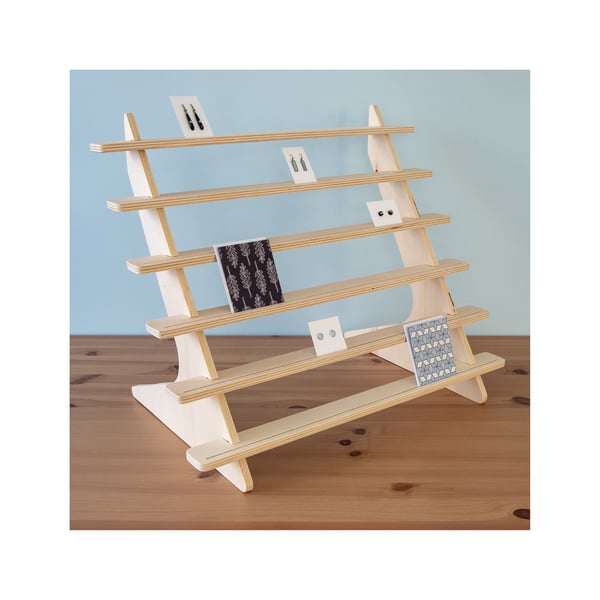 6 Tier Display Shelf Stand with Grooves for Crafts Shows and Markets, Countertop