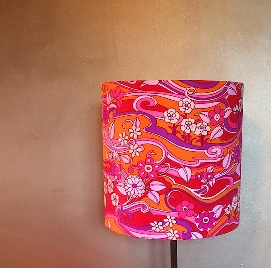 Psychedelic  Water Garden Jonelle 60s 70s Vintage Fabric Lampshade option 