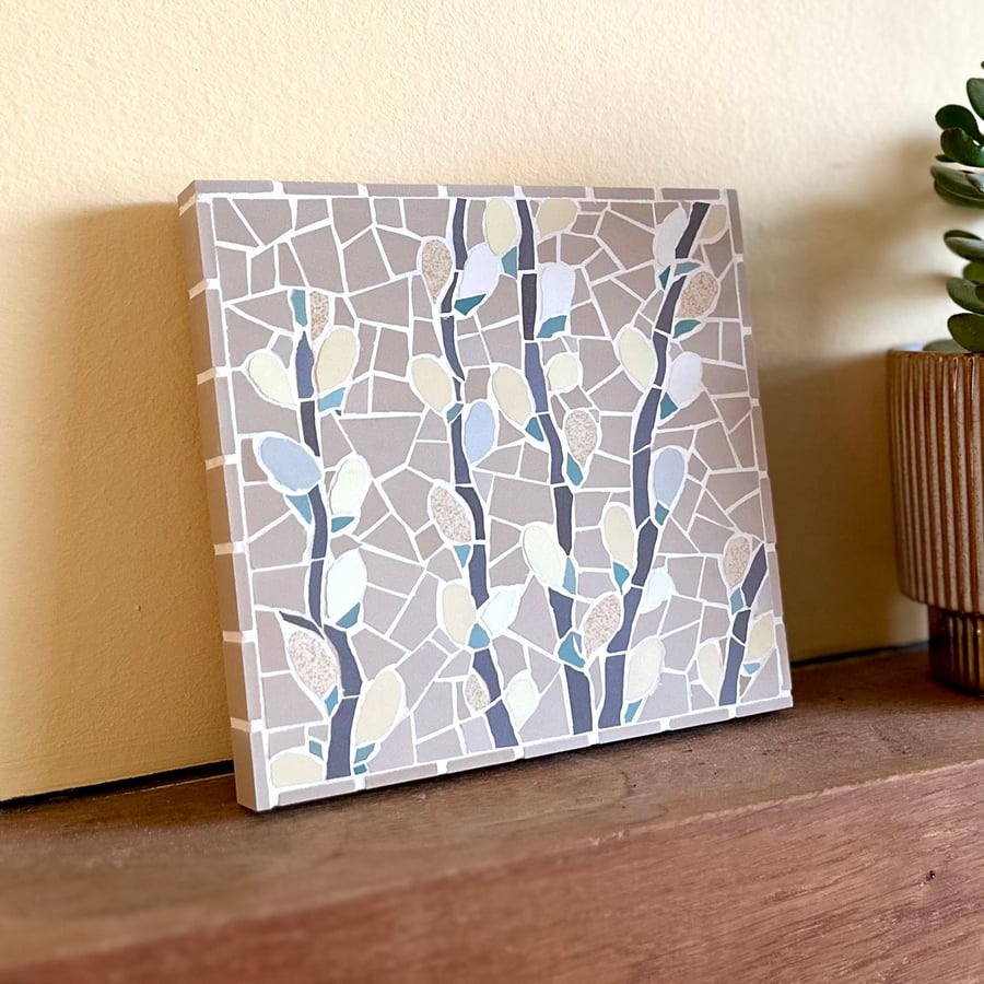 Original Floral Art - Pussy Willow Mosaic In Yellow