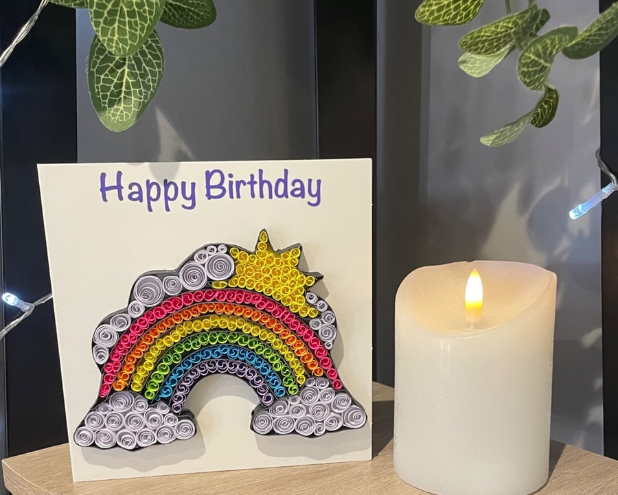 Stunning Handmade Quilled rainbow Card