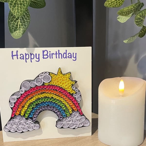 Stunning Handmade Quilled rainbow Card