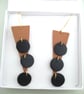 Leather Dangle Drop Earring Tan and Black Leather Contemporary Style - Image 4