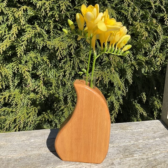 Handcrafted Beech Wood Sculptural Vase