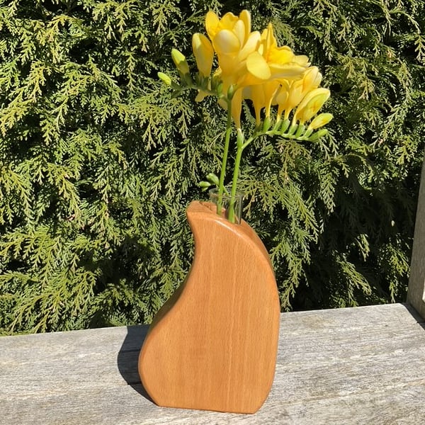 Handcrafted Beech Wood Sculptural Vase