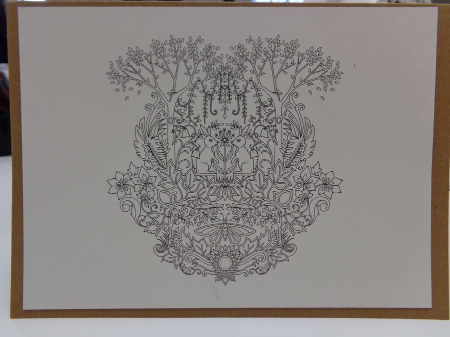 Mindfulness Colouring Card Made From Joahanna Basford's Postcards.