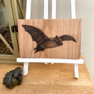 Pipistrel bat acrylic painting on oak