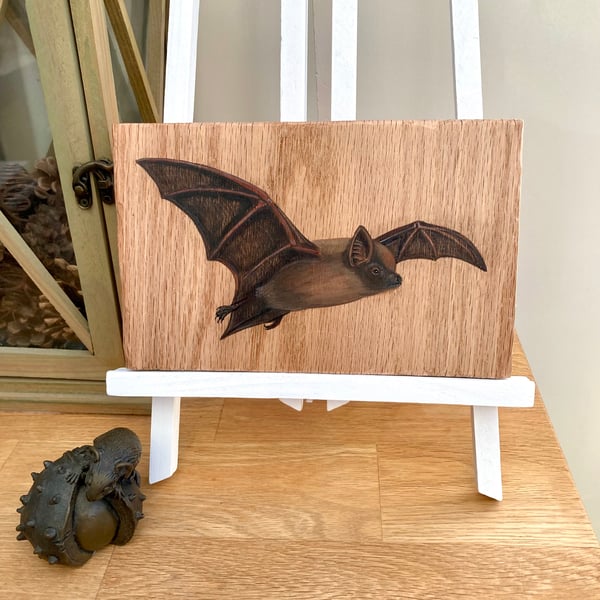 Pipistrel bat acrylic painting on oak
