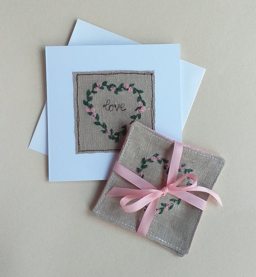 Set of Matching Coasters and Card (Pink)