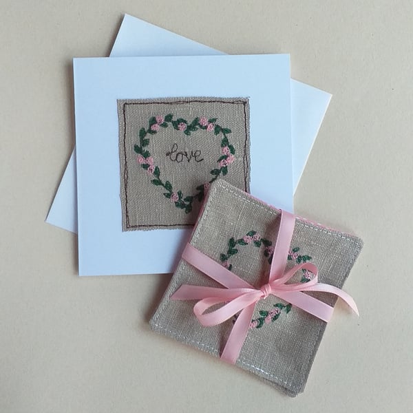 Set of Matching Coasters and Card (Pink)