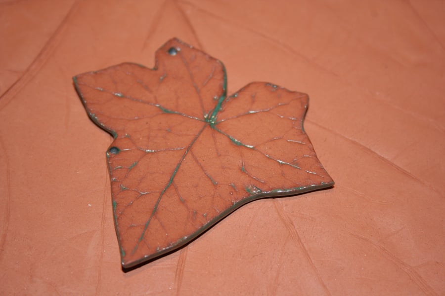 Handmade green ceramic Ivy leaf decoration
