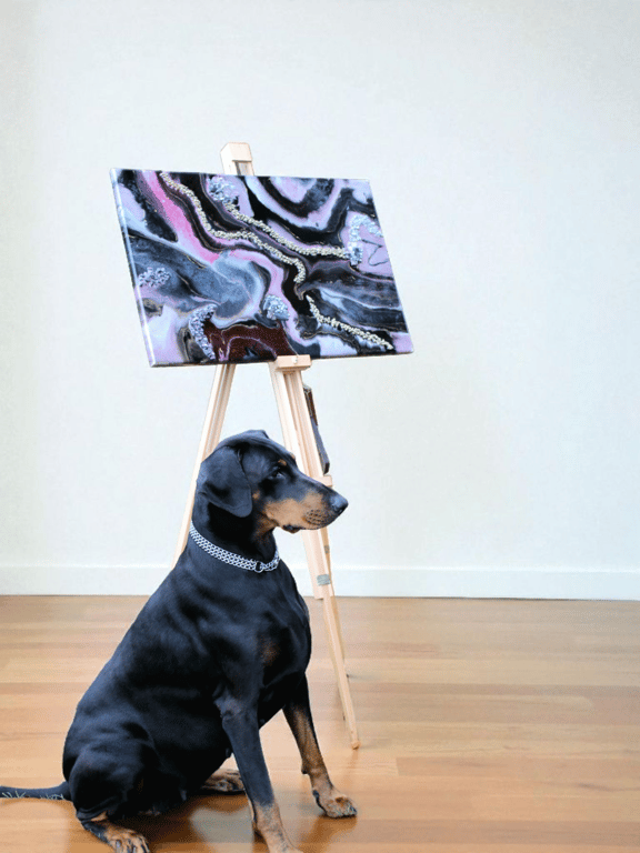 Abstract Resin Art with Gold Accents