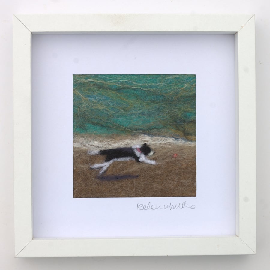 Beach Collie- original felted art